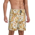 thumbnail image 2 of Kdxio Retro 70s 60s Flower Print Mens Sleep Shorts Bottoms Soft Comfy Pajama Wear Pants with Drawstring Pockets, 2 of 7