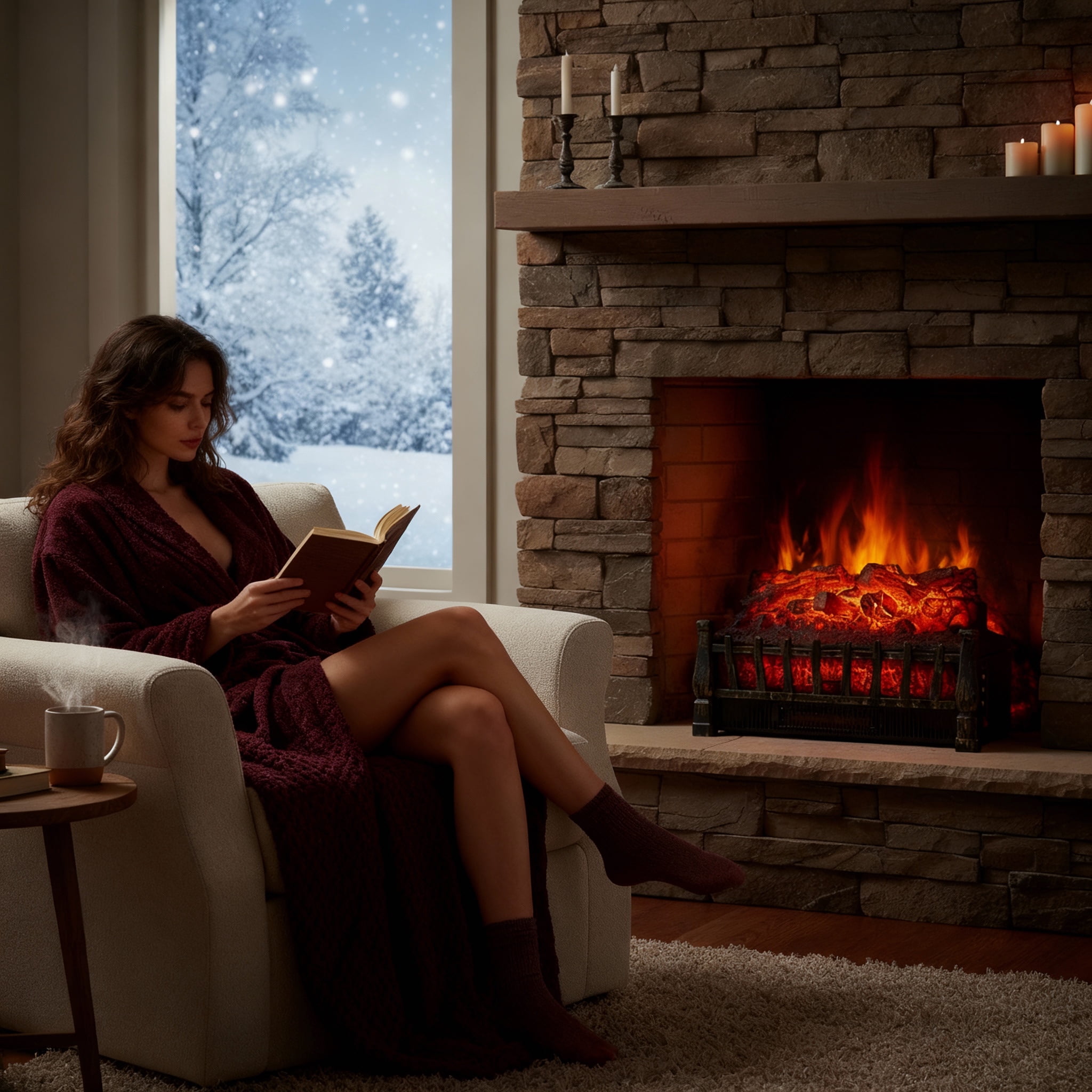 Airo Comfort 21-Inch Electric Fireplace Log Heater – Realistic Flame Fireplace Insert with Remote Control