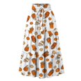 thumbnail image 3 of EANJE Halloween Womens Casual Elastic Waist Drawstring Midi Skirt Print Vacation Style A Line Flowy Skirt for Daily Wear Orange 2XL, 3 of 4