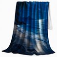 thumbnail image 2 of Moonlit Palm Beach with Calm Water and Blue Horizon, Scenic Coastal Night Art for Beach Lovers, Birthday Gift, Soft Flannel Blanket for Bedroom, Serene Home Decor, 2 of 9