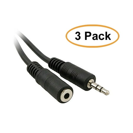 C & E 3 Pack 25 Feet 3.5mm Stereo Headphone Extension Cable