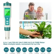 PH Meter 8 in 1 Water Quality Tester Pen Meter, Digital PH Pen for TDS/EC/Salinity/Temp/ORP/S. G/PH/H2, Drinking Water Aquariums Hydroponic Cooking Tester Measure, Plants, Aquarium and Pool