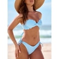 thumbnail image 7 of Swimsuit Bikini, Womens Bikini Swimsuits, 2 Piece Swimsuit for Women, Womens Wavy Edge Bandeau Bikini Strapless Tie Back Side String Bathing Suits Two Piece Swimsuit, Blue L, 7 of 7