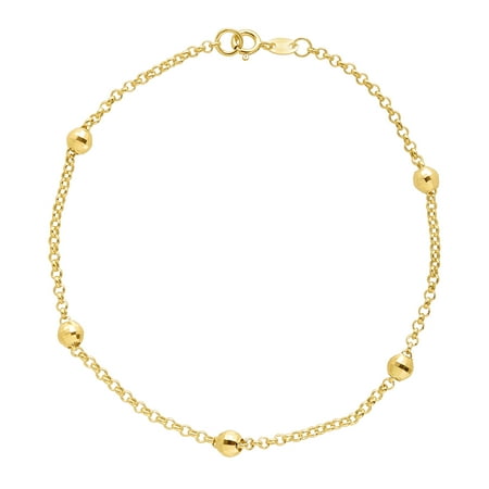 Simply Gold Beaded Shimmer Rolo Chain Bracelet in 10kt Gold