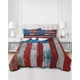 thumbnail image 2 of Quilt King Size Bedding Set, Vintage American Flag Reversible Summer Quilt 3 Pieces, Farmhouse Wooden Stripes Lightweight Bedspreads Coverlets with 2 Pillow Shams for All Seasons, 2 of 5