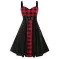 thumbnail image 1 of Vestido de Tirante Fino Sin Manga con Cordones Insertados a Cuadros Rosegal Vestidos casuales de talla grande, 1 of 5