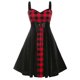 thumbnail image 1 of Vestido de Tirante Fino Sin Manga con Cordones Insertados a Cuadros Rosegal Vestidos casuales de talla grande, 1 of 5