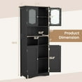 thumbnail image 3 of Costway 58.5" Tall Bathroom Storage Cabinet Freestanding Linen Cabinet with Shelves Black, 3 of 10