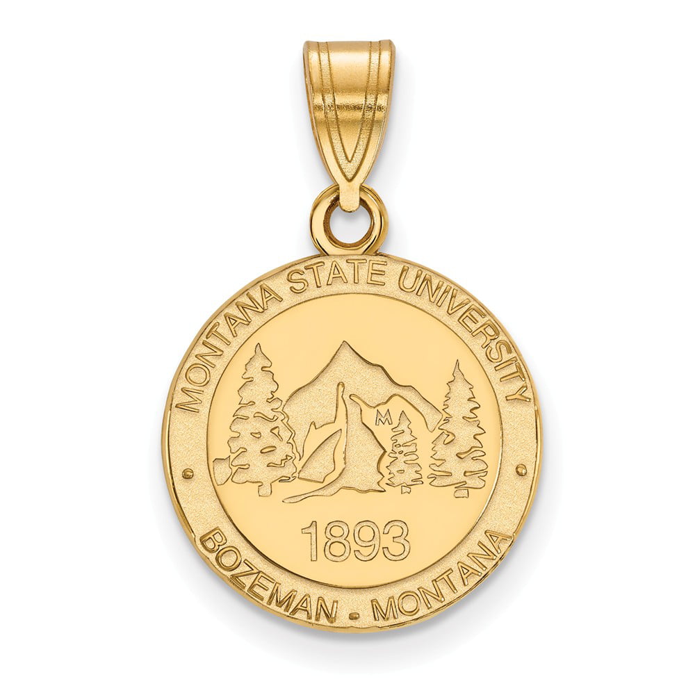 Solid 925 Sterling Silver with Gold-Toned Montana State University Medium Crest Pendant 15mm x 24mm 