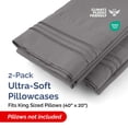 thumbnail image 2 of Juego de 2 fundas de almohada King CGK Unlimited, ultrasuaves, color gris oscuro, 2 of 8