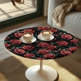thumbnail image 2 of SEANATIVE 2 Pieces Round Cocktail Tablecloths with Elastic Edges Stylish Table Covers Washable Table Topper Cap for Round Cocktail Tables for Banquets Bars 24 x 24 Inch, Red Rose Print, 2 of 7