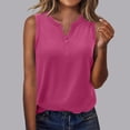 thumbnail image 3 of VBVC Women's Henley V-Neck Sleeveless Tank Top,Ladies Casual Button Front Loose Fit Blouse,Lightweight Basic Summer Cami Top For Women,Hot Pink,S-2XL, 3 of 8