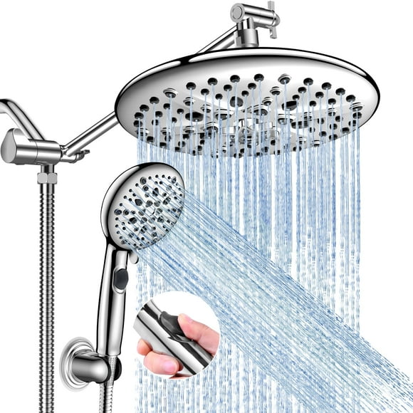 Cabezal de ducha portátil combinado FEELSO de 10 pulgadas, 16 ajustes, cromado