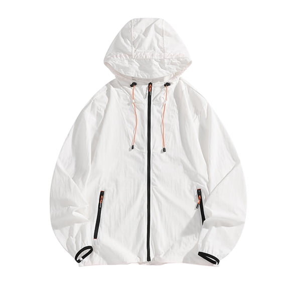Wlynlyn Men Summer Jackets Zipper Long Sleeve Outdoor Hoodies Summer Casual Loose Cycling Sports Thin Hooded Jacket