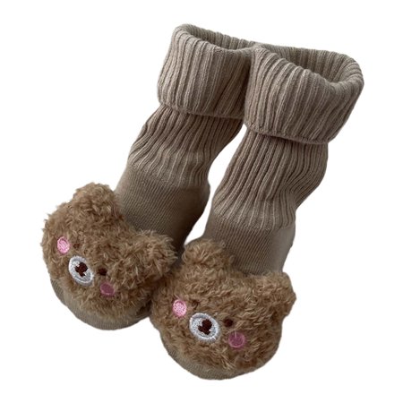 

HeroNeo Baby Non-slip Floor Socks Soft Cotton Cute Bear Middle Tube Socks Walking Socks