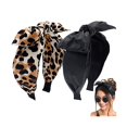 thumbnail image 1 of wonima44 BEGOOD Headbands with Bow - Black Leather Knotted Headband, Leopard Wide Turban Hair Accessories for Women and Girls, 2Pcs, 1 of 1