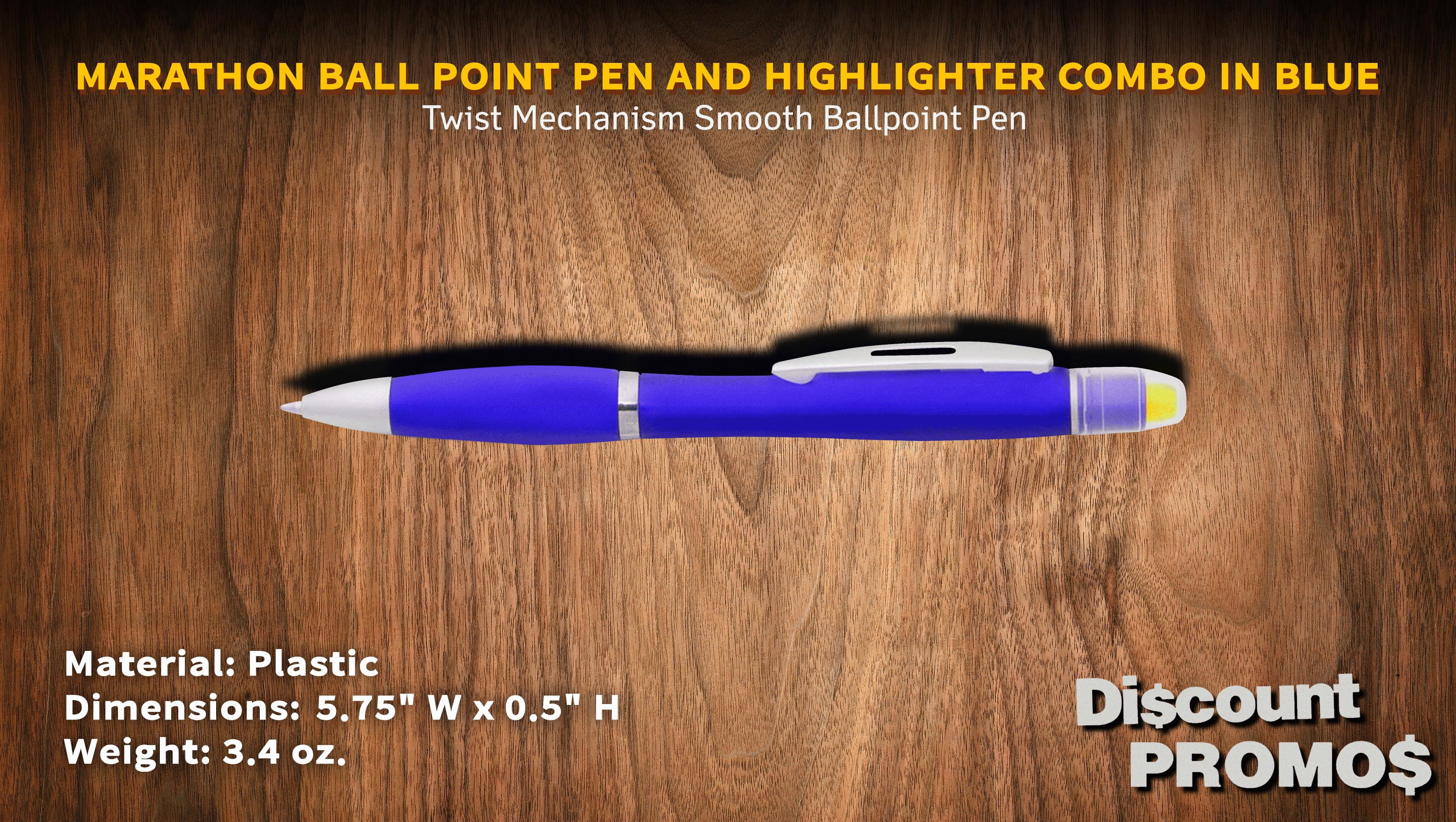 10 Marathon Gel Highlighter Pens Pack - Twist Mechanism, Ballpoint - Blue