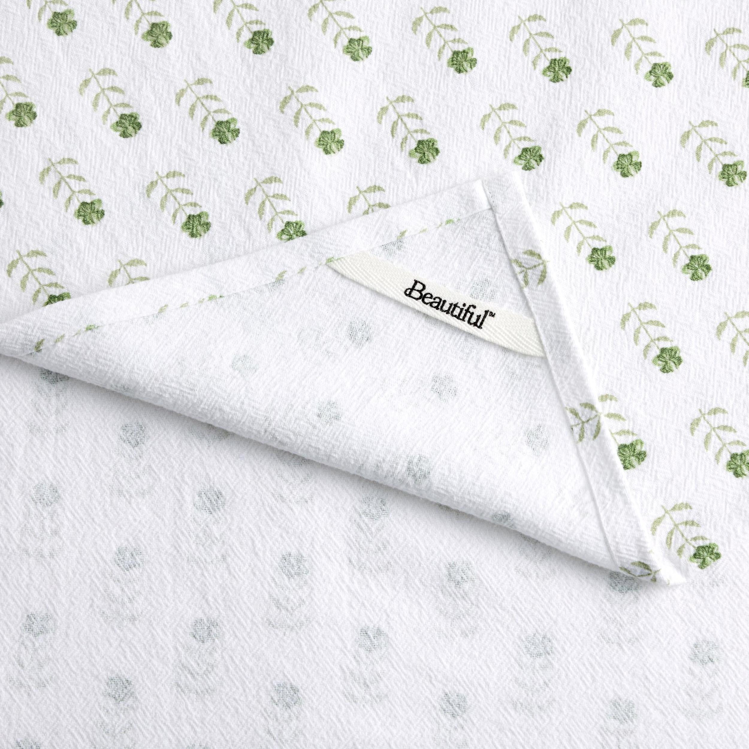 Beautiful Home by Drew Barrymore 1-Piece Printed Floursac Cloth, Sage Green 30"W x 30"L