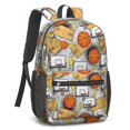 thumbnail image 2 of Basketball and Lightning White Pattern 17" School Backpacks for Teens,Waterproof Oxford Fabric,S-Shape Padded Straps for School,Travel,Hiking,Camping, 2 of 6