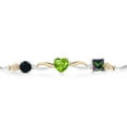 thumbnail image 2 of Gem Stone King Keren Hanan 2.04 Ct Round Black Onyx Green Peridot 925 Silver and 10K Yellow Gold Lab Grown Diamond Bracelet for Women, 2 of 5