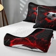 thumbnail image 4 of Manfei Soccer Sports Twin Quilt Set, Neon Lightning Twin Coverlet Set, Teal Crack Glow, Black Reversible 2 Pieces, 1 Bedspread and 1 Pillowcase, 4 of 7