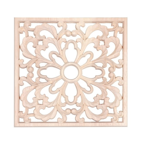 

Amosfun 1pc Wood Carved Corner Onlay Square Unpainted Decorative Hollow Applique for Door Bed (Style 1)
