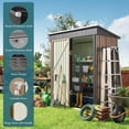 thumbnail image 5 of 5'x3' Outdoor Storage Shed, Galvanized Metal Shed with Lockable Door & Air Vent, Weather-Resistant Shed for Backyard/Patio/Garden/Lawn, Brown, 5 of 7
