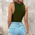 thumbnail image 3 of Summer Ribbed Tank Top Built in Bra Round Neck Ribbed Casual Tops Sleeveless Basic Tees Green S, 3 of 6