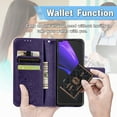 thumbnail image 6 of Wallet Cover for Galaxy Z Fold 4, Clover Embossed Magnetic Closure Premium PU Leather [Folio Flip][Kickstand][Card Slots][Wrist Strap][Kickstand]Phone Cover for Samsung Galaxy Z Fold4 5G, Purple, 6 of 10