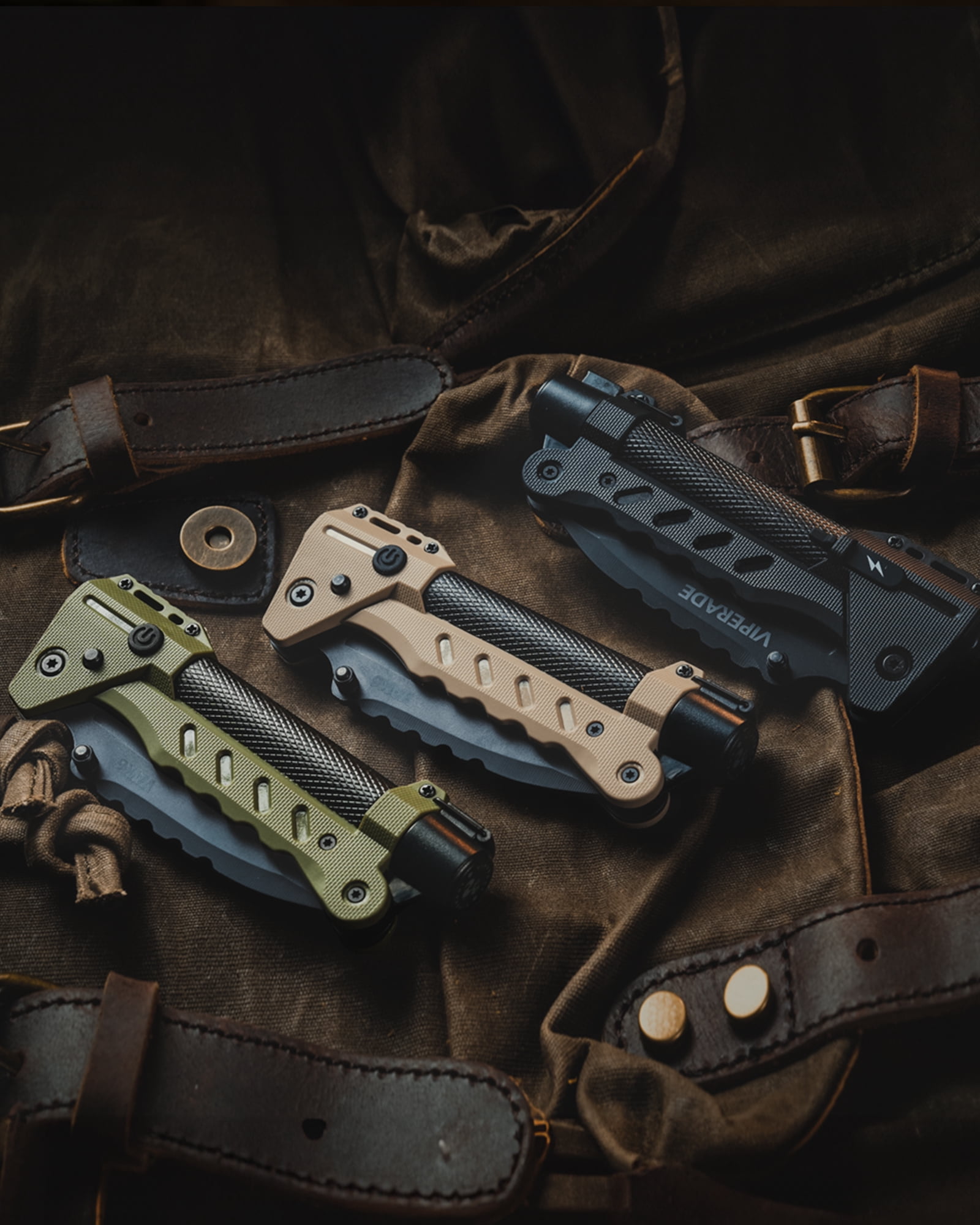 VIPERADE VAK6 Multitool with Folding Knife, LED Flashlight, Pulse Ignition, Pocket Knife for men, Rechargeable Flashlight with Belt Sheath (Green)