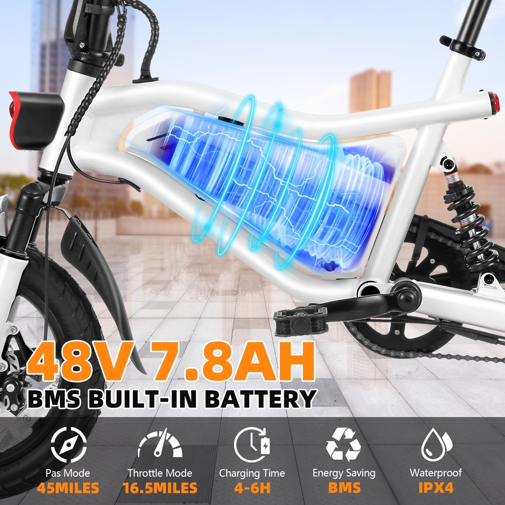 Gocio Ebikes 14"×2.1" Foldable Electric Bicycle for Adults, 550W Peak Commuter E-Bike, 48V 7.8Ah Battery, LCD Dispaly, Electric Bike Small Tire City Ebikes for Women UL2849 Certified
