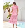 thumbnail image 3 of Vestido largo GRACE KARIN con estampado floral para verano, casual, rosa, XXL, 3 of 5