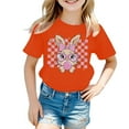 thumbnail image 2 of MUXiin Easter Shirts Toddler Girls Bunny Eggs Short Sleeve Tee for Toddler Comfy Easter Day Tee Shirt Clothes for Girls Easter Gifts for Kids(Orange,3-4 Years), 2 of 4