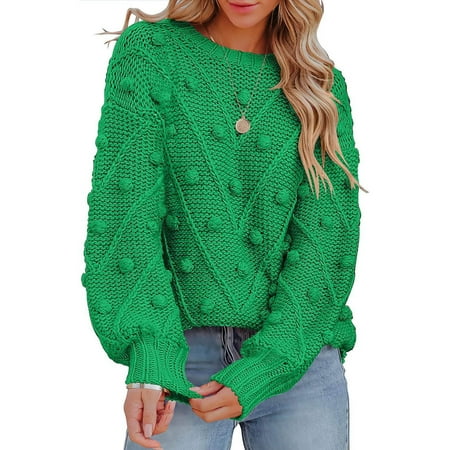 HongQid Loose Knitted Sweaters for Women Cute Jumper Knit Pullover Tops Casual Fall Winter Trendy Outfits