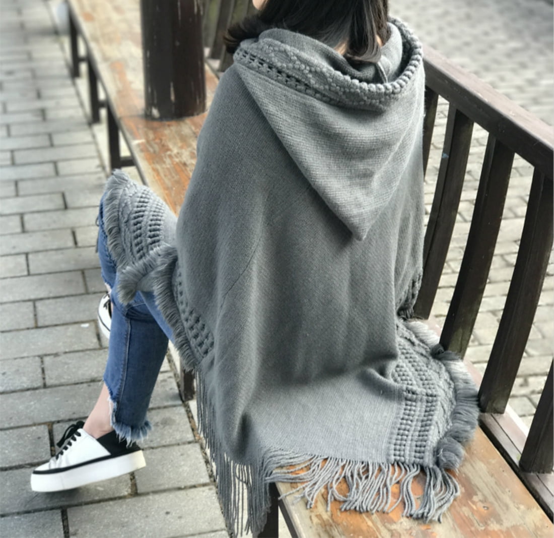StylesILove Women Knitted Hooded Poncho, Crochet Pattern