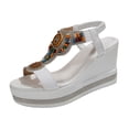 thumbnail image 2 of IUJSOY Sandals for Women 2025 Boho Beaded Wedges Heels Platform Slingback Sandals Pumps Dress Shoes, 2 of 9