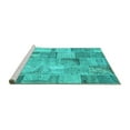 thumbnail image 2 of Ahgly Company Machine Washable Indoor Square Patchwork Turquoise Blue Transitional Area Rugs, 3' Square, 2 of 4