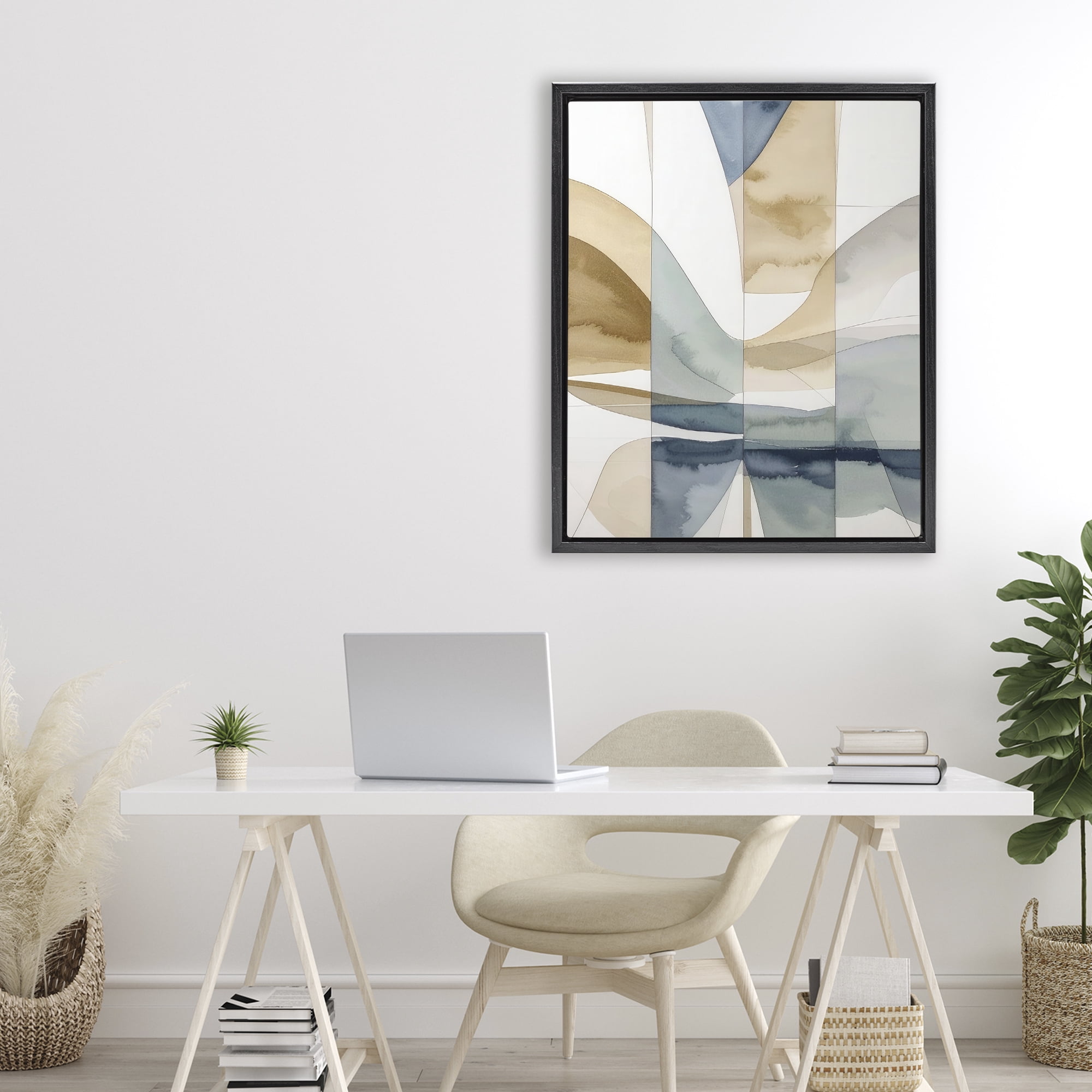 Stupell Industries Geographic Fluid Abstraction Black Framed Floater Canvas Wall Art, design by Alonza Saunders