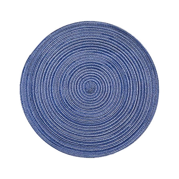 Godderr Cotton Yarn Placemat, Round Woven Insulated Placemat, Vintage Color, Home Placemat Blue 14.2in