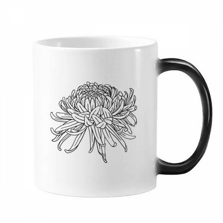

Flower Chrysanthemum Illustration Changing Color Mug Morphing Heat Sensitive Cup With Handles 350ml