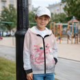 thumbnail image 3 of FKELYI Pink Axolotl Snowman Print Kids Hoodies with Full Zipper Cosy Sweatshirt Jacket with Pockets for Girls Fleece Hooded Top Streetwear for School Home, S, 3 of 6