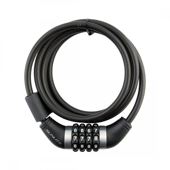 Sunlite Resettable Combo Cable Lock Sunlt Cbl 8mmx6f Com W/bkt Coil Blk