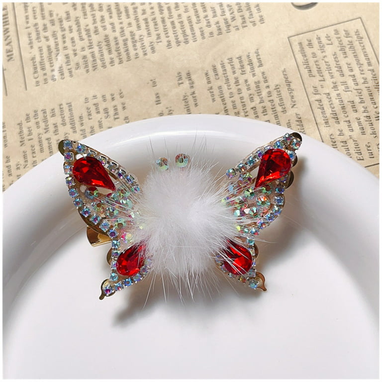 Fancy Ladies' Hair Pins 3 Teeth Rhinestone Flower Butterfly