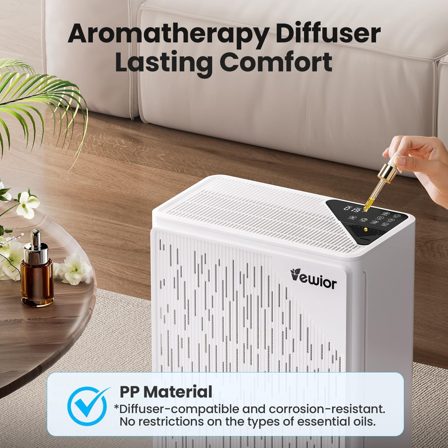 Air Purifier for Home Large Room H13 True HEPA Air Cleaner for Bedroom with PM2.5 Display Air Quality Sensor Fragrance Diffuser for Wildfire Smoke Pet Hair Dust Odor 10In 4 Fan Speeds