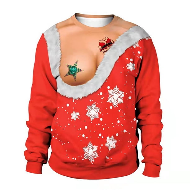 Sweater Camiseta Para Mujer Impresión Digital 3D Cuello Redondo Pullover Sudaderas Para Fiesta Navideña Methold HA046258-01