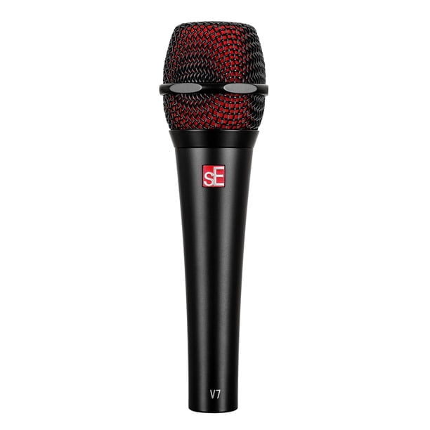 SE Electronics V7 BLACK Micrófono supercardioide de mano de grado de estudio con soporte de choque (negro)