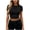 Black, variant on Crop Tops for Women Crewneck Short Sleeve Slim Tees Dance Basic Solid Color Tops Hot Pink S
