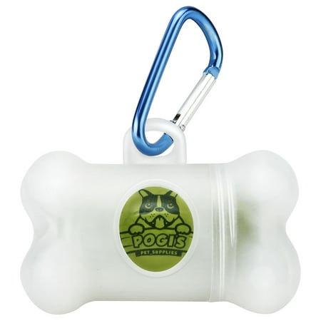 Dog Poop Bag Dispenser Pogi's Poop Bag Dispenser - Includes 1 Roll (15 Bags) - Large, Earth-Friendly, Scented, Leak-Proof Pet Waste Bags ()