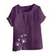 thumbnail image 4 of Vestidos Casuales Para Mujer, Blusas De Mujer De Moda Blusa informal de lino con cuello redondo, manga corta y botones para mujer, 4 of 4