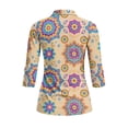 thumbnail image 3 of Uorisanigo Colorful Mandala Women's 3/4 Sleeve Athletic Golf Shirts Fashionable Comfortable Women's Dry-Fit Golf Polo Shirts Relaxed Tennis Tops Comfortable Outing Wear Size M, 3 of 7